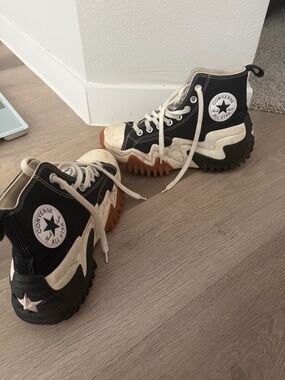 Converse Kids Black, White & Brown High-Top Platform Sneakers